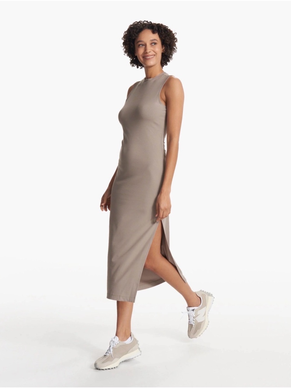 VUORI POSE SANDS dress beige size S ribbed. EUC